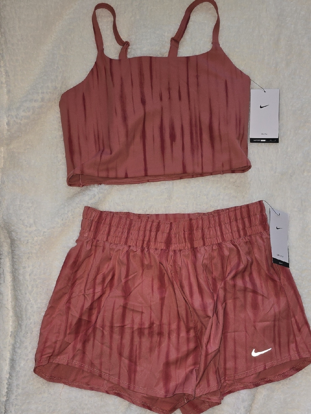 Nike Dusty Rose Crop Tank and Athletic Shorts
